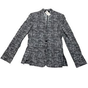 Damir Doma Jaus Classic Jacket Belt Women 40 Black White Plaid Tweed Cotton New